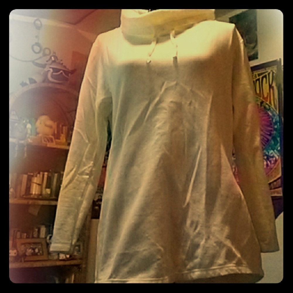 Tall Neck Hanes Sweatshirt White with Drawstrings